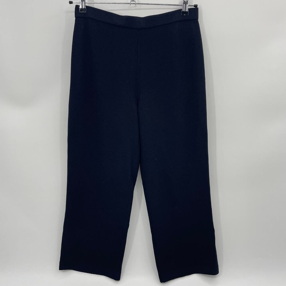 ST JOHN Collection Santana Knit Pull On Pants Womens 8 Wool Rayon Cropped Blue
